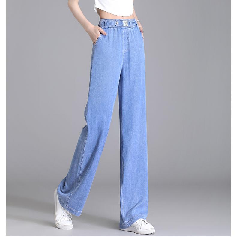 21top Jeans met hoge taille en wijde pijpen Dames Dunne zomer losse rechte broek