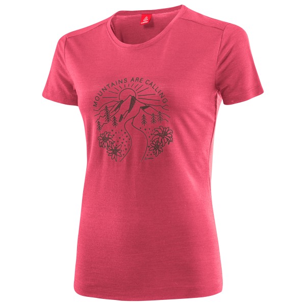 Löffler  Women's Printshirt Mountains Merino-Tencel - Merinoshirt, roze/rood