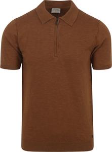 No Excess Knitted Poloshirt Braun