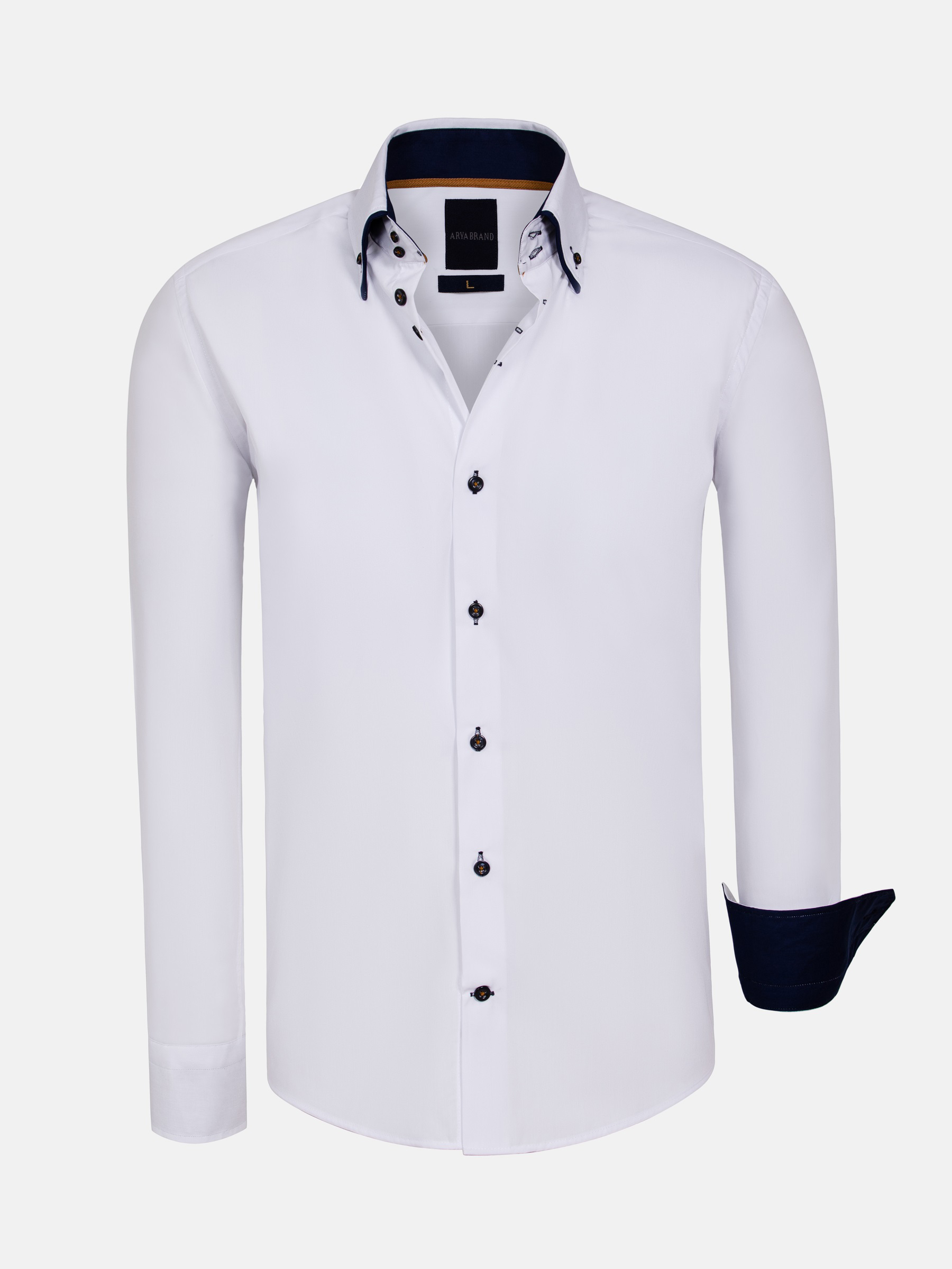 WAM Denim Metz Solid White Overhemd Lange Mouw-