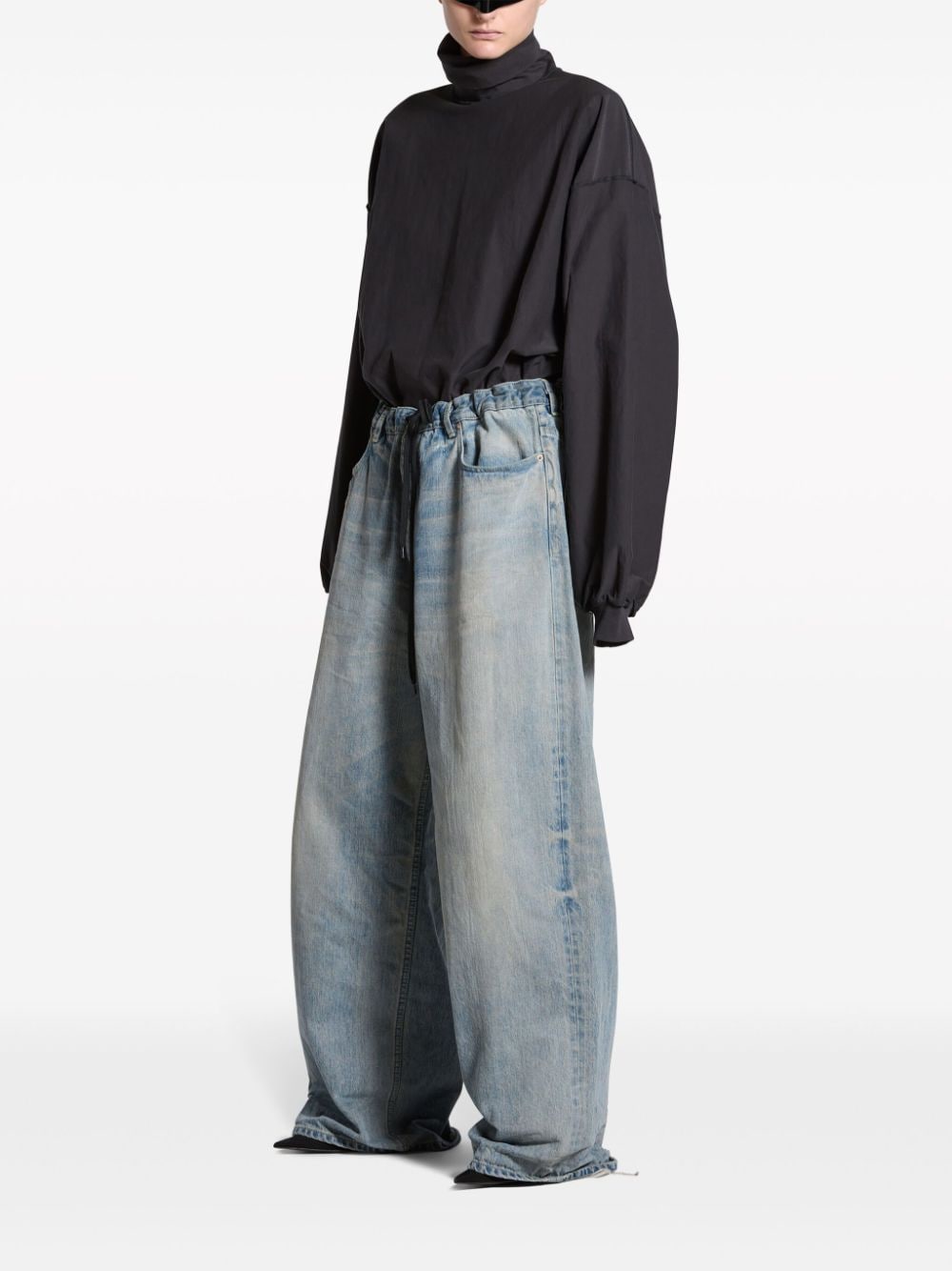 Balenciaga Mid waist jeans met wijde pijpen - Blauw