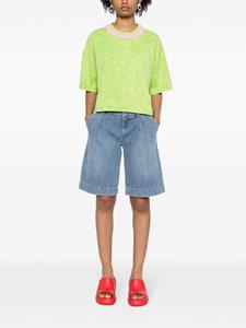 Alice + olivia pleat-detail denim shorts - Blauw