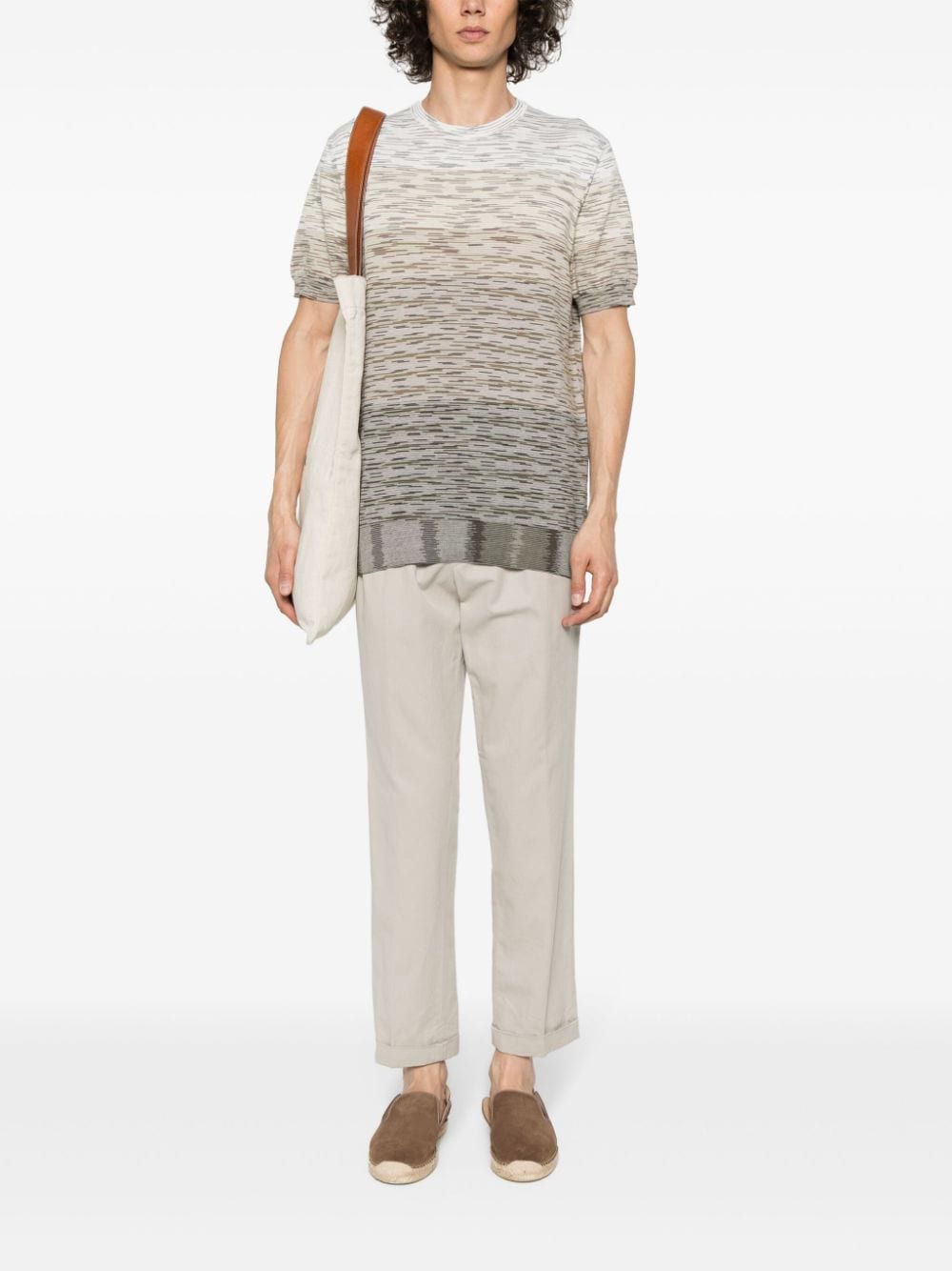 Missoni striped cotton knitted T-shirt - Beige