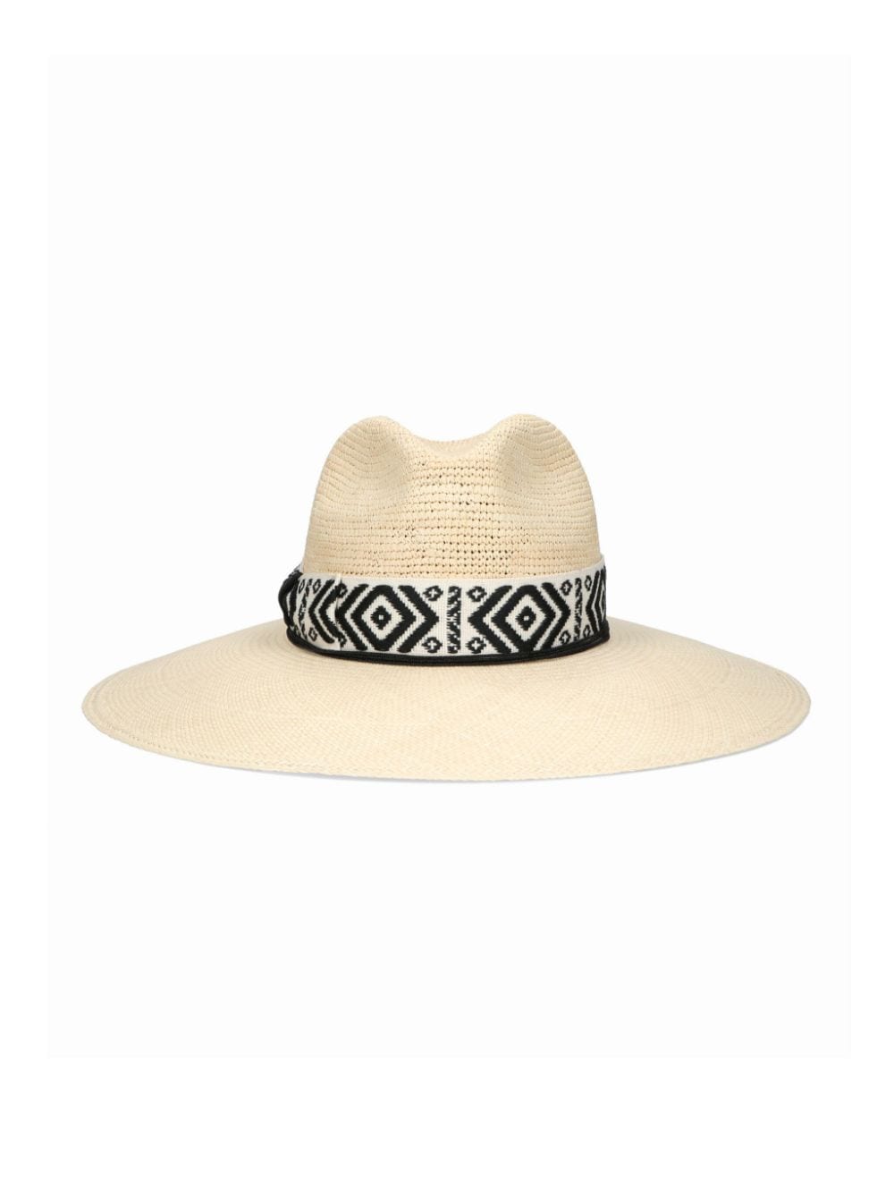 Borsalino Sophie Panama hoed met gehaakt detail - Beige