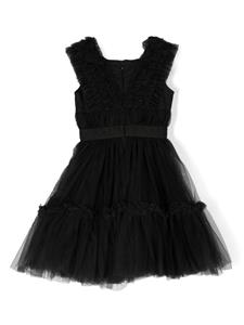 Monnalisa ruffled tulle minidress - Zwart