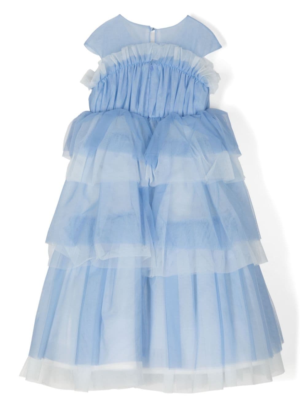 MARCHESA KIDS COUTURE floral-appliqué ruffled dress - Blauw