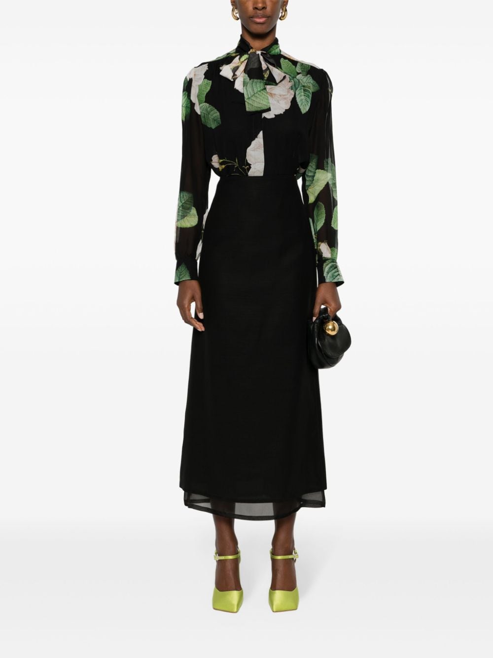 Giambattista Valli Zijden overhemd met bloemenprint - Zwart