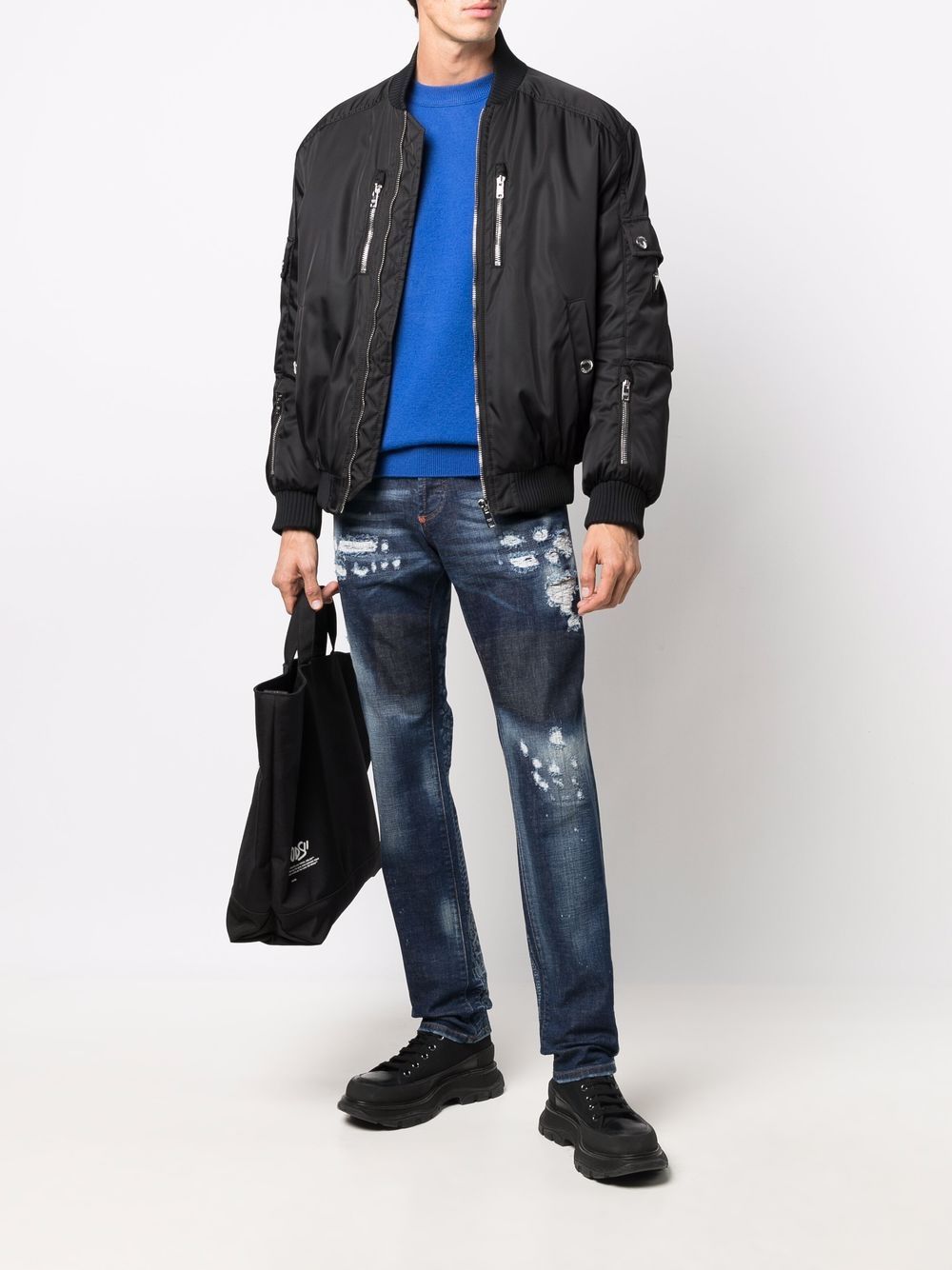 Philipp Plein Jeans met bandanaprint - Blauw
