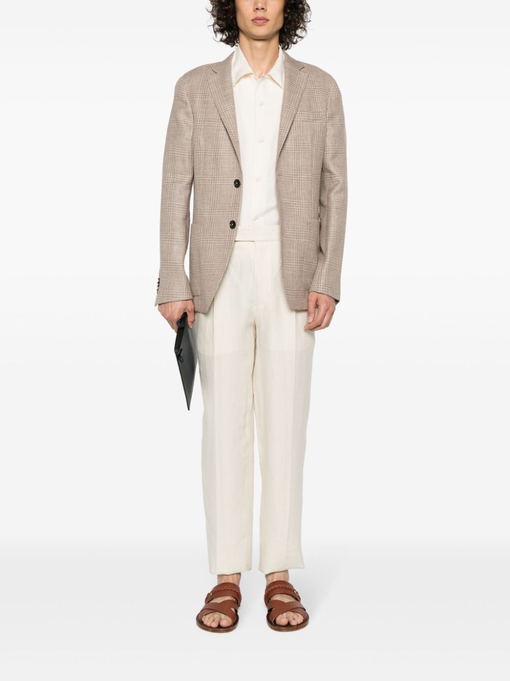 Zegna tapered linen trousers - Beige