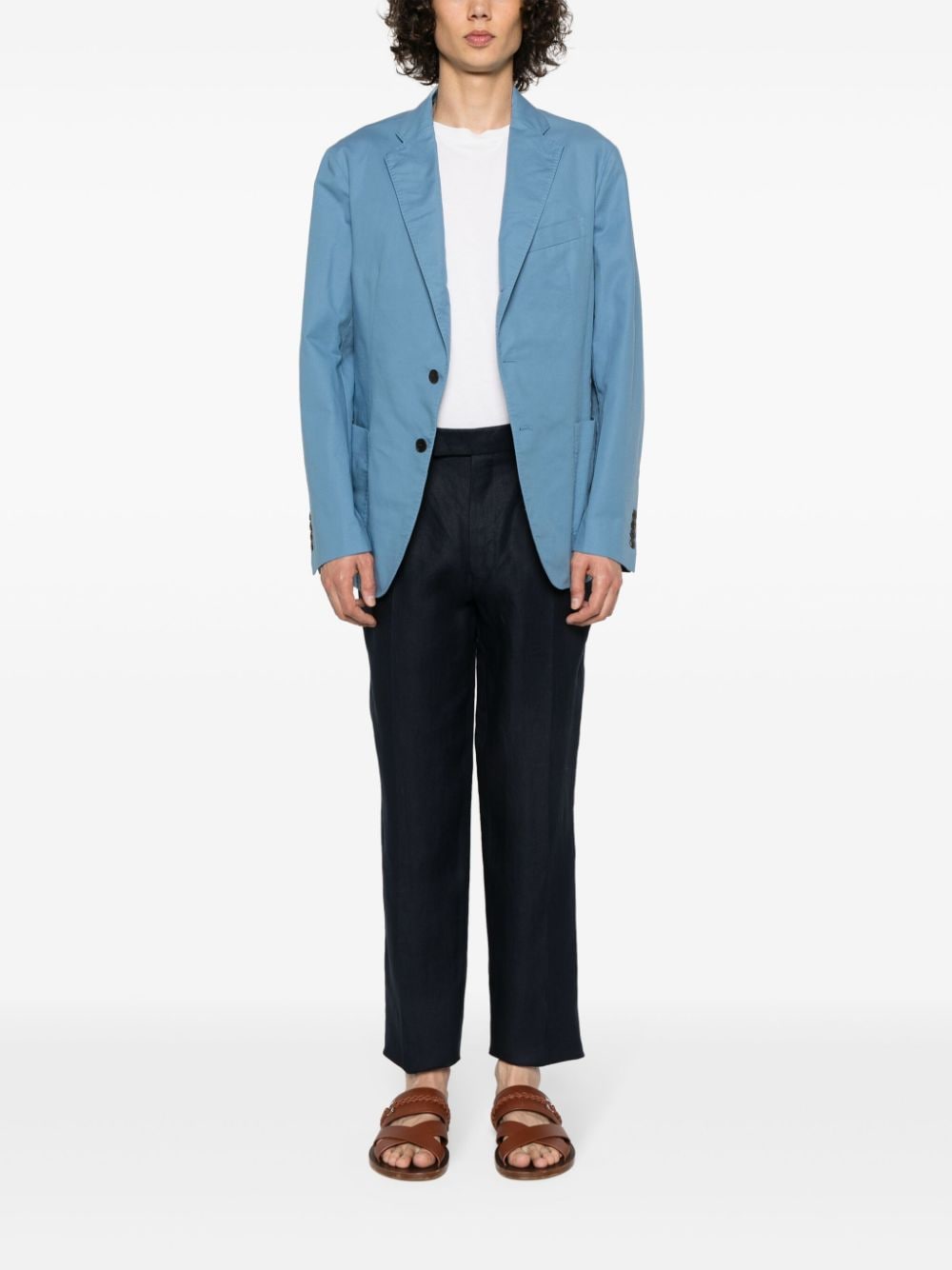 Zegna tapered linen trousers - Blauw
