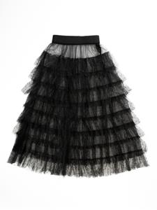 Uma Wang ruffled lace skirt - Zwart