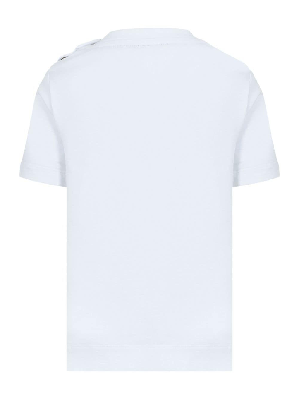 Lapin House T-shirt met knoopsluiting en beerprint - Wit