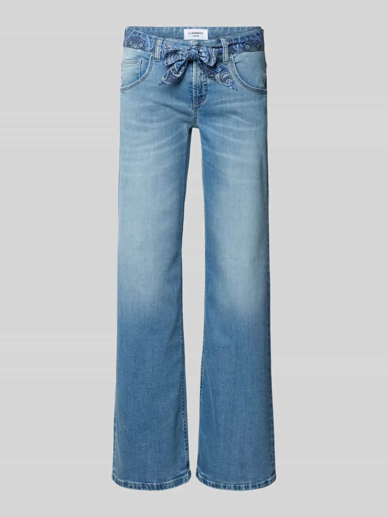 CAMBIO Wide leg jeans met strikceintuur, model 'TESS'