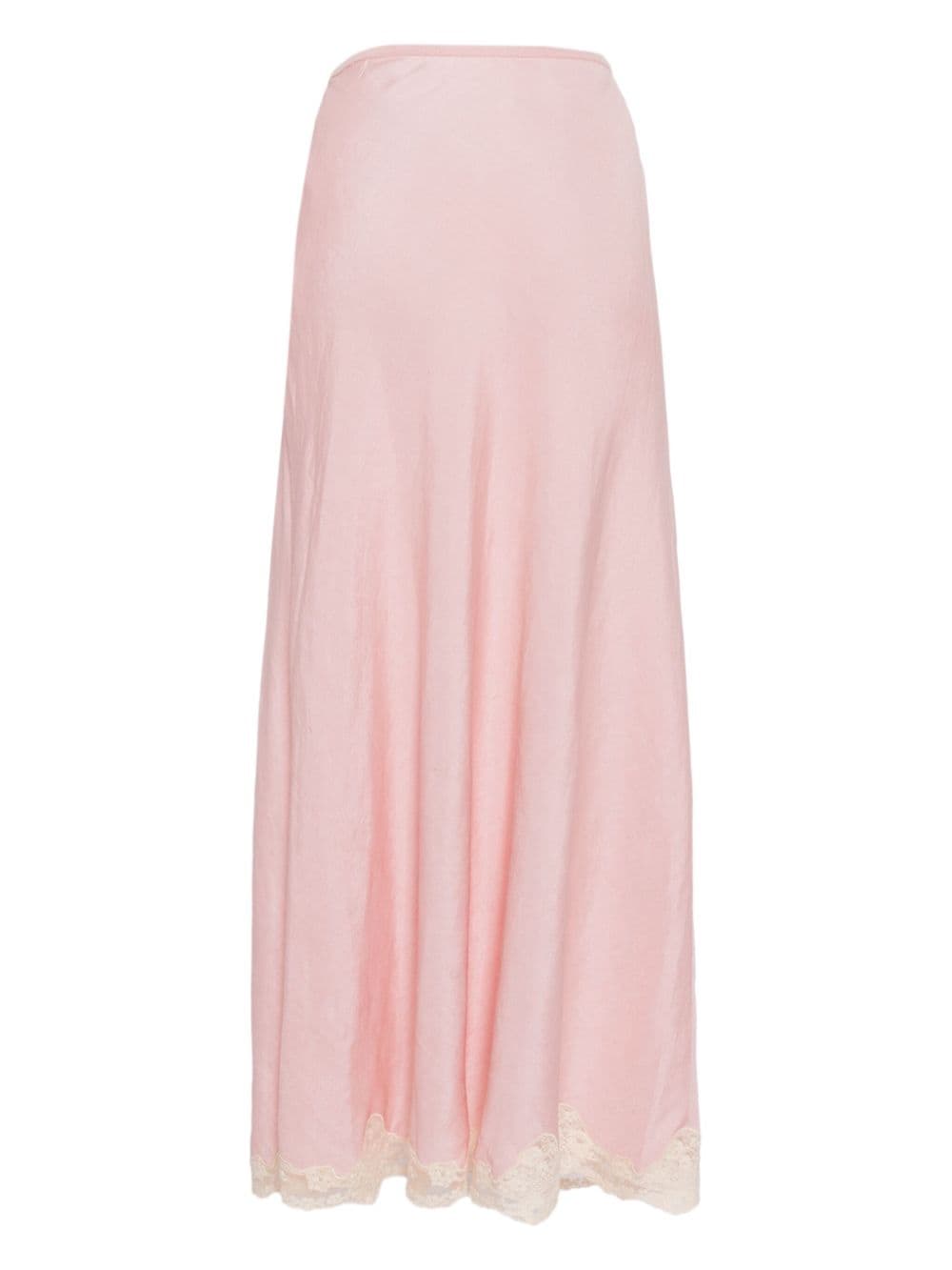 Rixo lace-trim maxi skirt - Roze