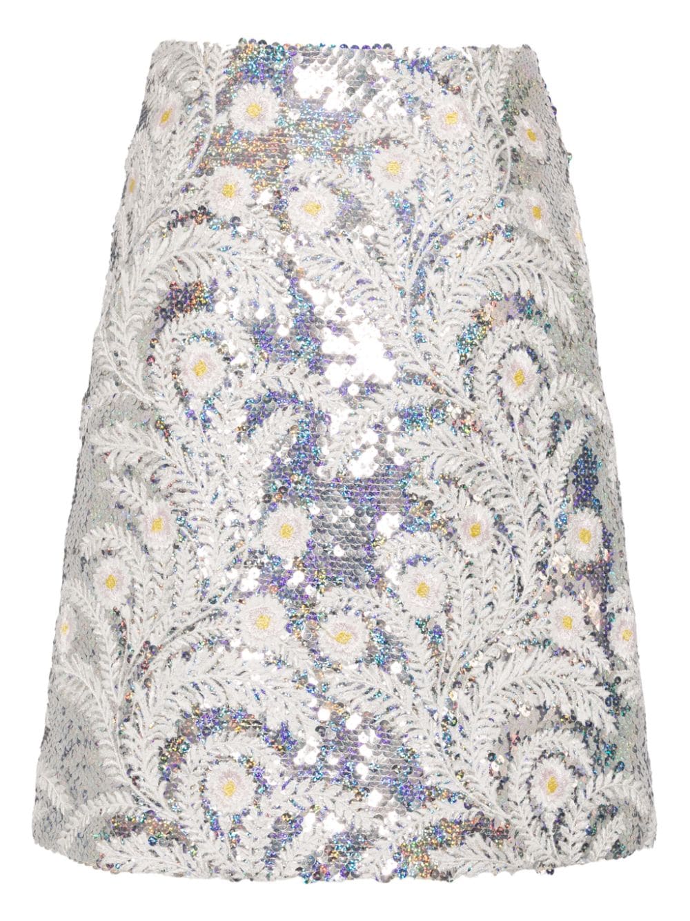 Giambattista Valli floral embroidery A-line skirt - Metallic