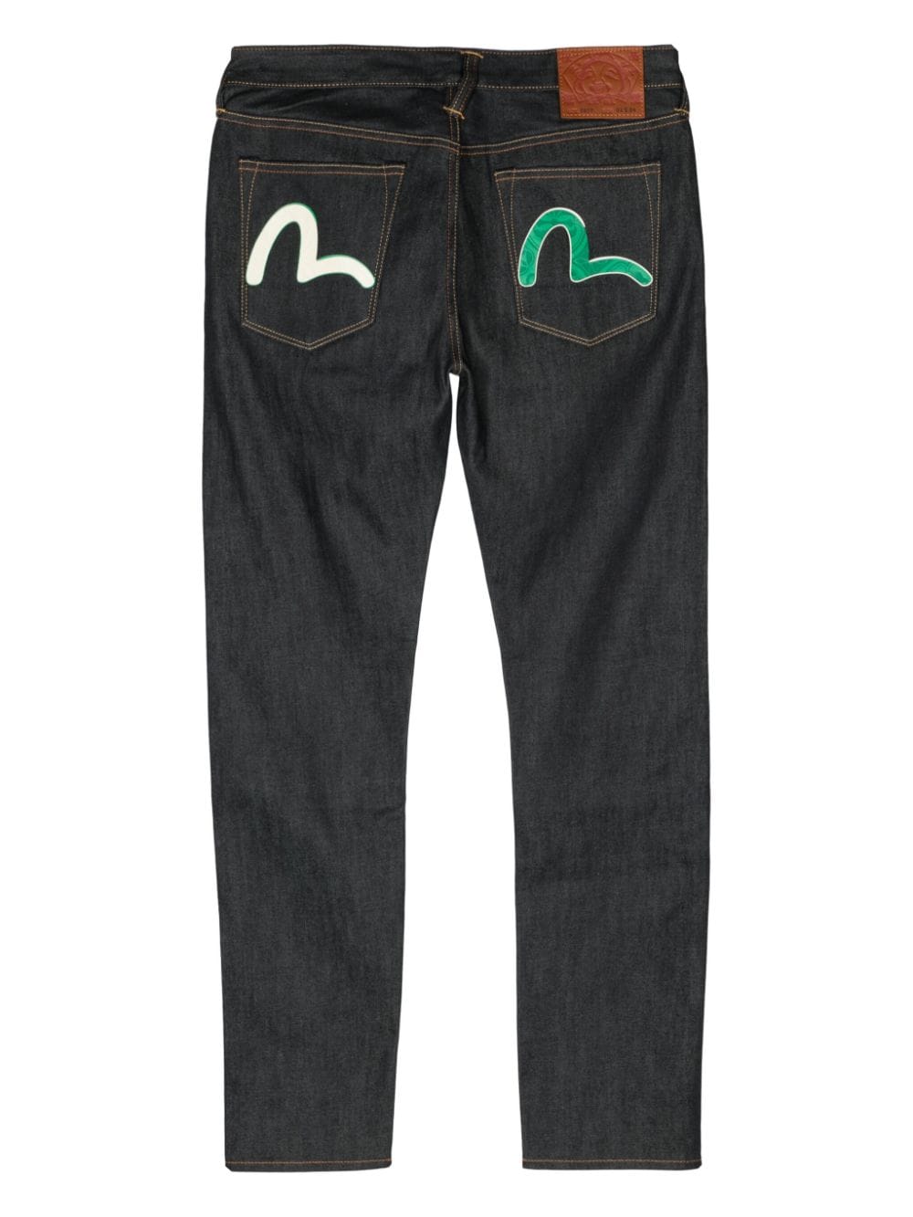 EVISU slim-leg logo-patches jeans - Blauw