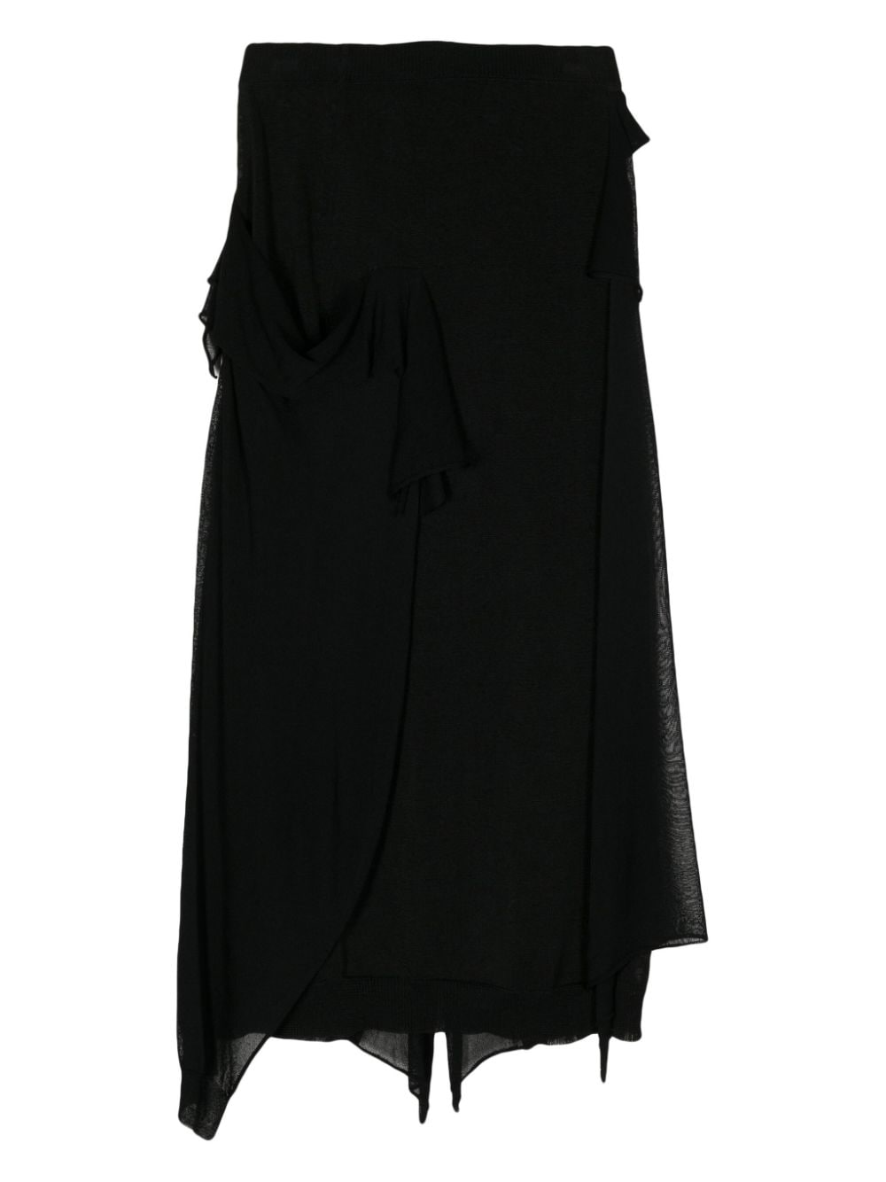 Yohji Yamamoto asymmetric midi skirt - Zwart