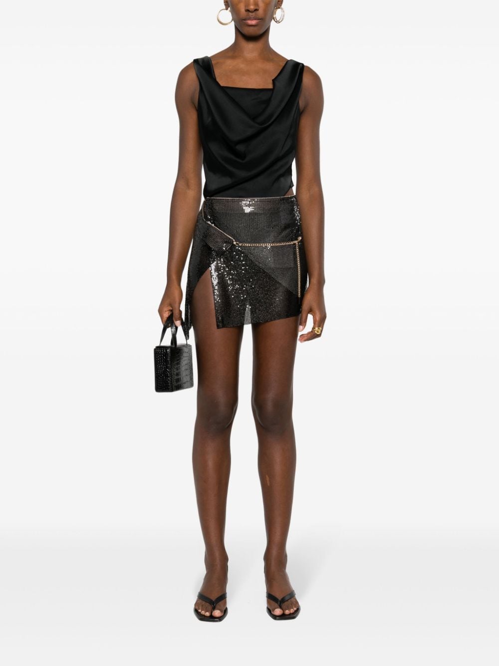 POSTER GIRL Winona chainmail-effect mini skirt - Zwart