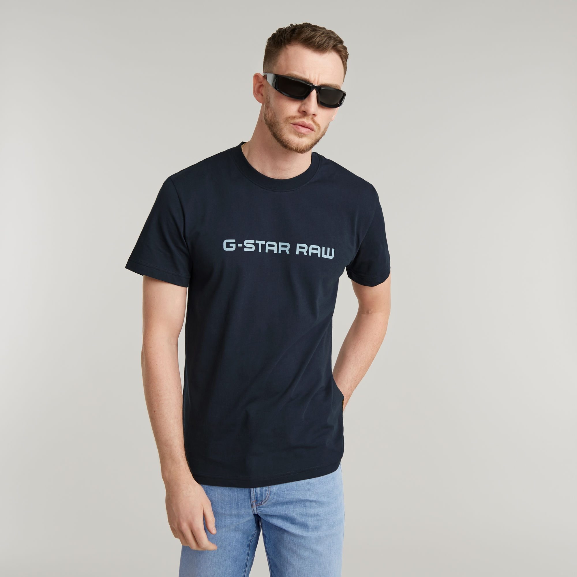 G-Star RAW Corporate Script Logo T-Shirt - Donkerblauw - Heren