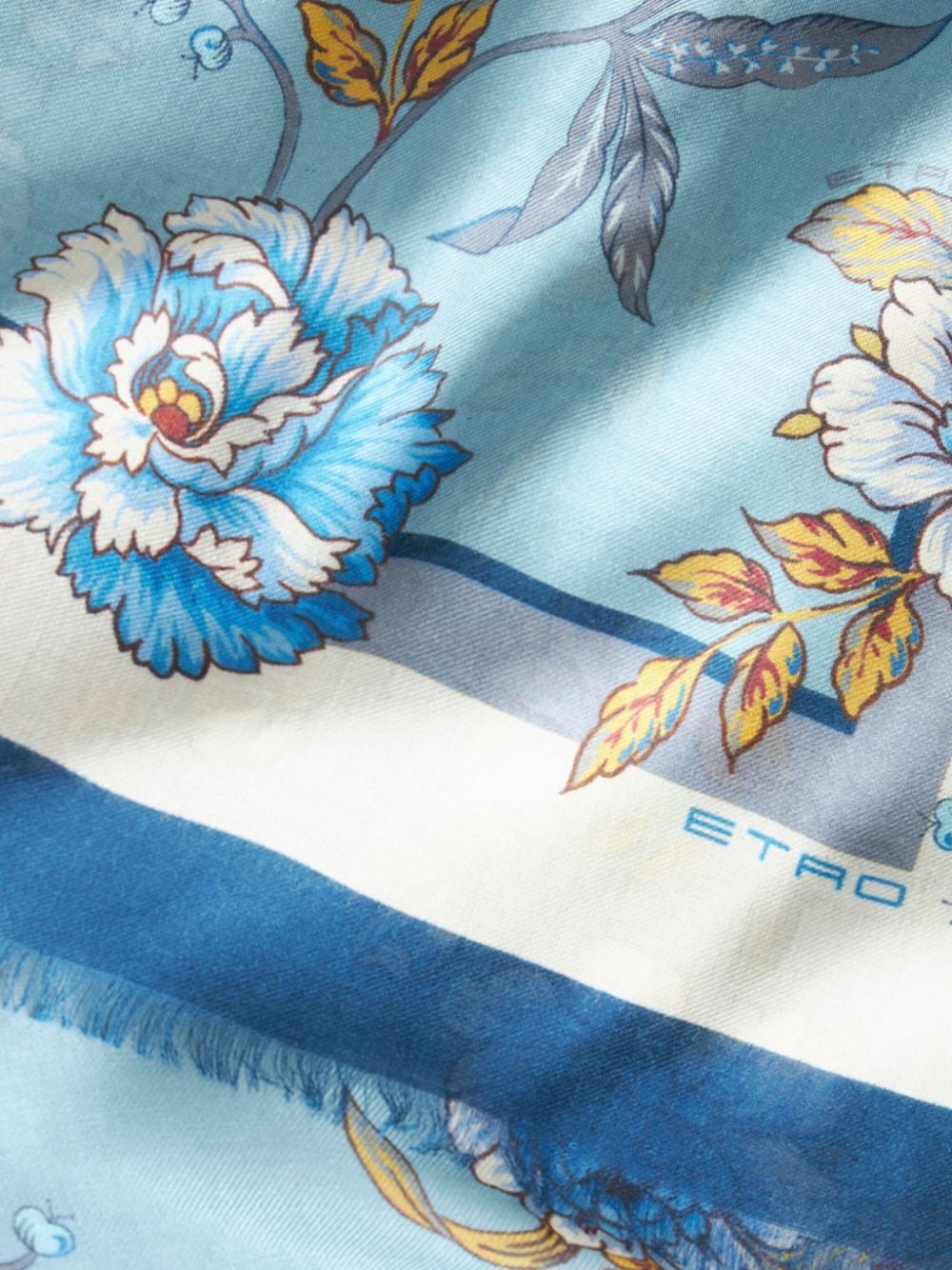 ETRO Semi-doorzichtige sjaal met bloemenprint - Blauw