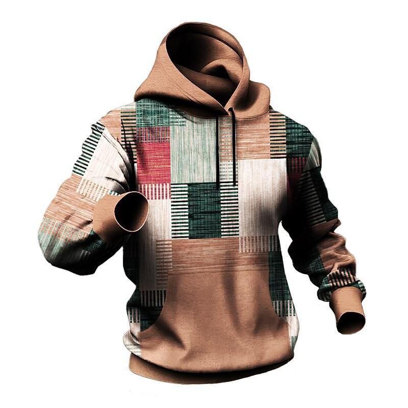 Fashion human The new trend of men's hooded sweater splicing design simple fashion version of loose versatile printed sports tops
