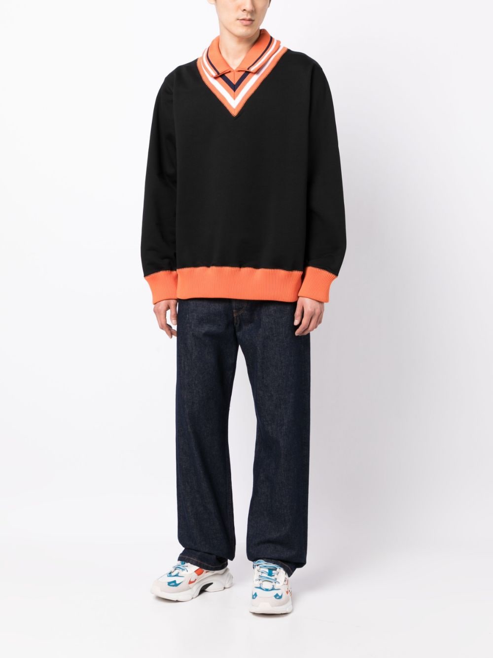 Kolor Sweater met geribbelde kraag - Zwart