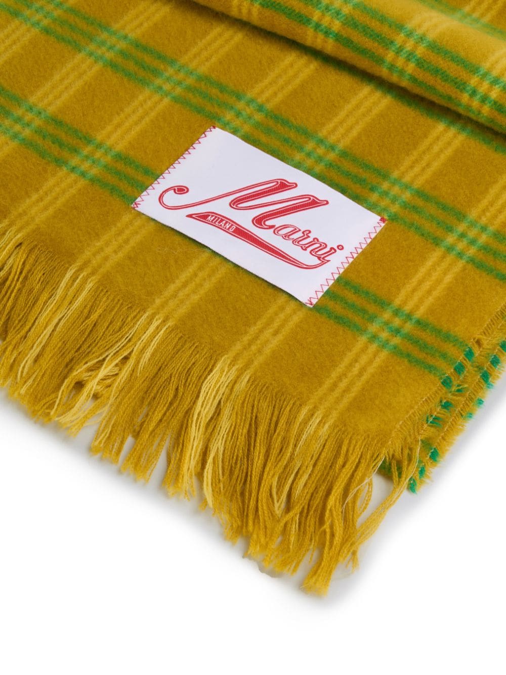 Marni Geruite sjaal met logo-applicatie - Geel