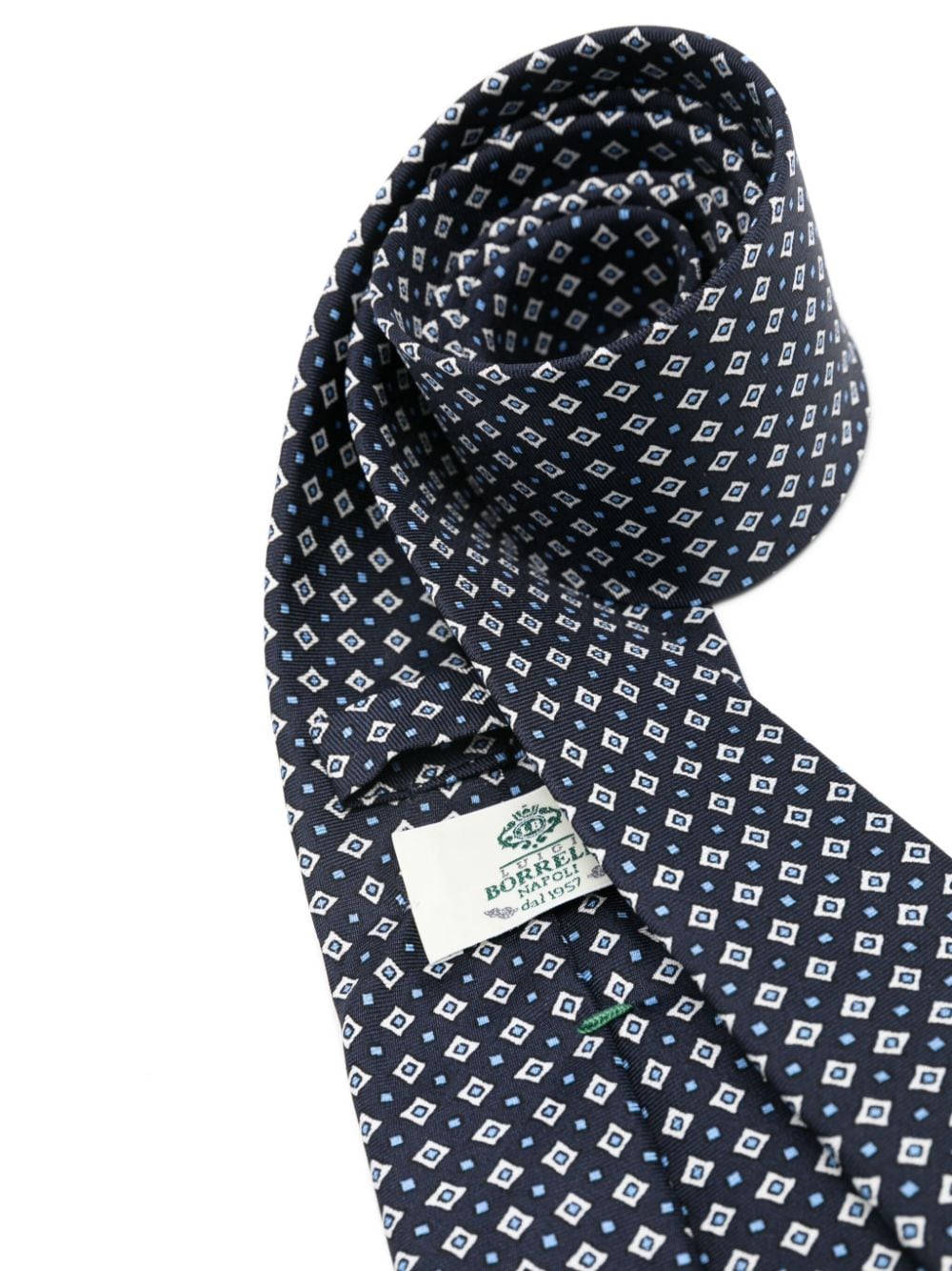 Borrelli geometric-print silk tie - Blauw