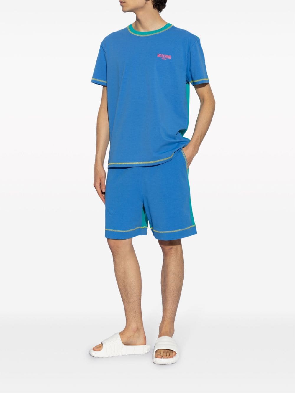 Moschino colour-blocked cotton beach shorts - Blauw