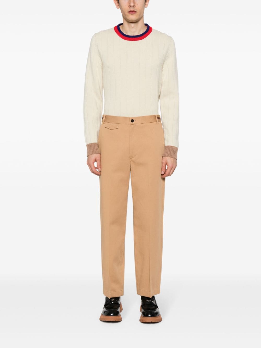 Gucci Katoenen broek met webdetail - Beige