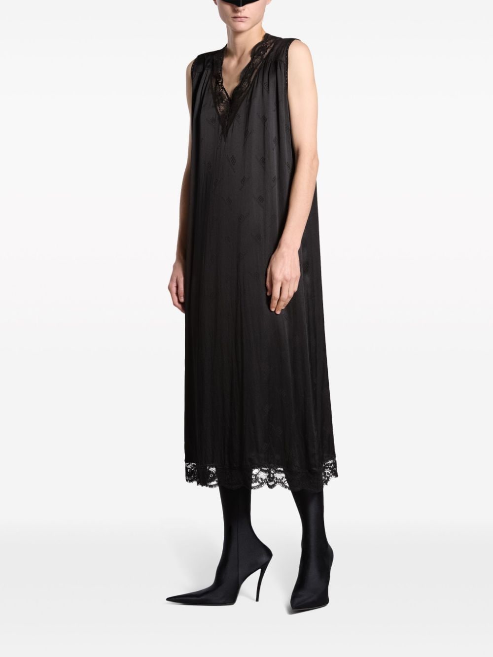 Balenciaga Zijden mini-jurk met monogram - Zwart