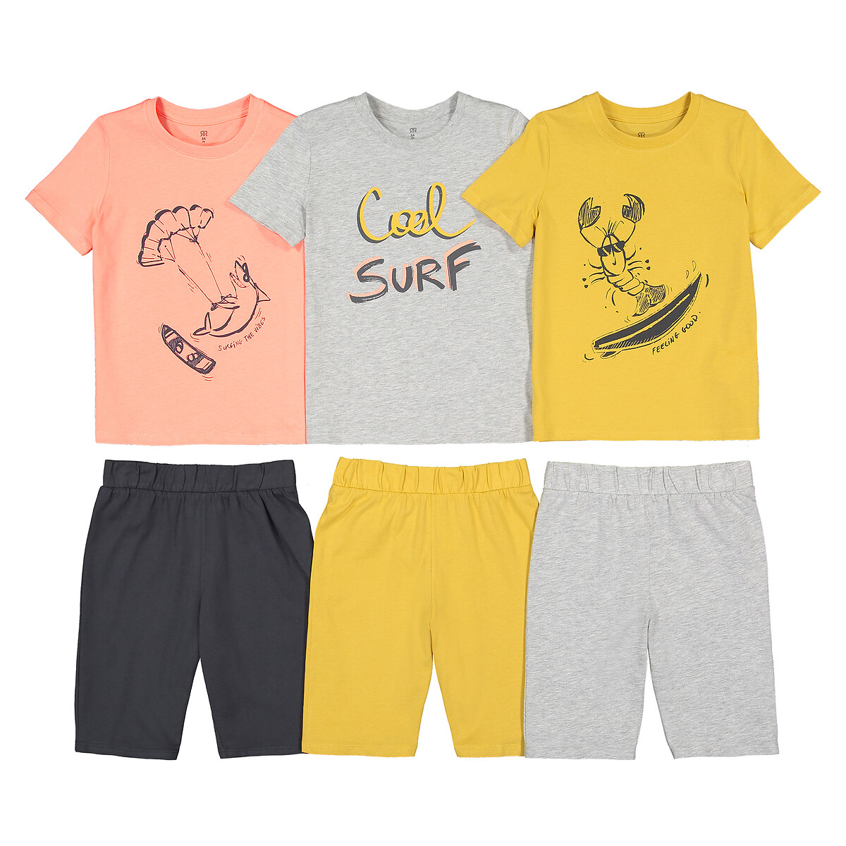 LA REDOUTE COLLECTIONS Set van 3 pyjashorts in katoen met surf print