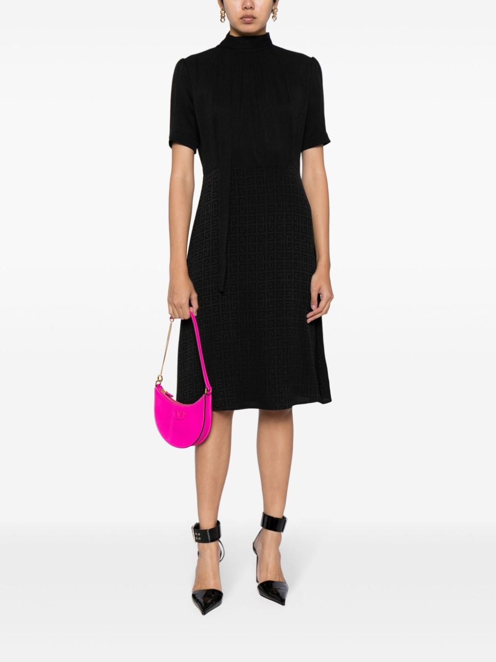 Givenchy 4G-jacquard silk midi dress - Zwart