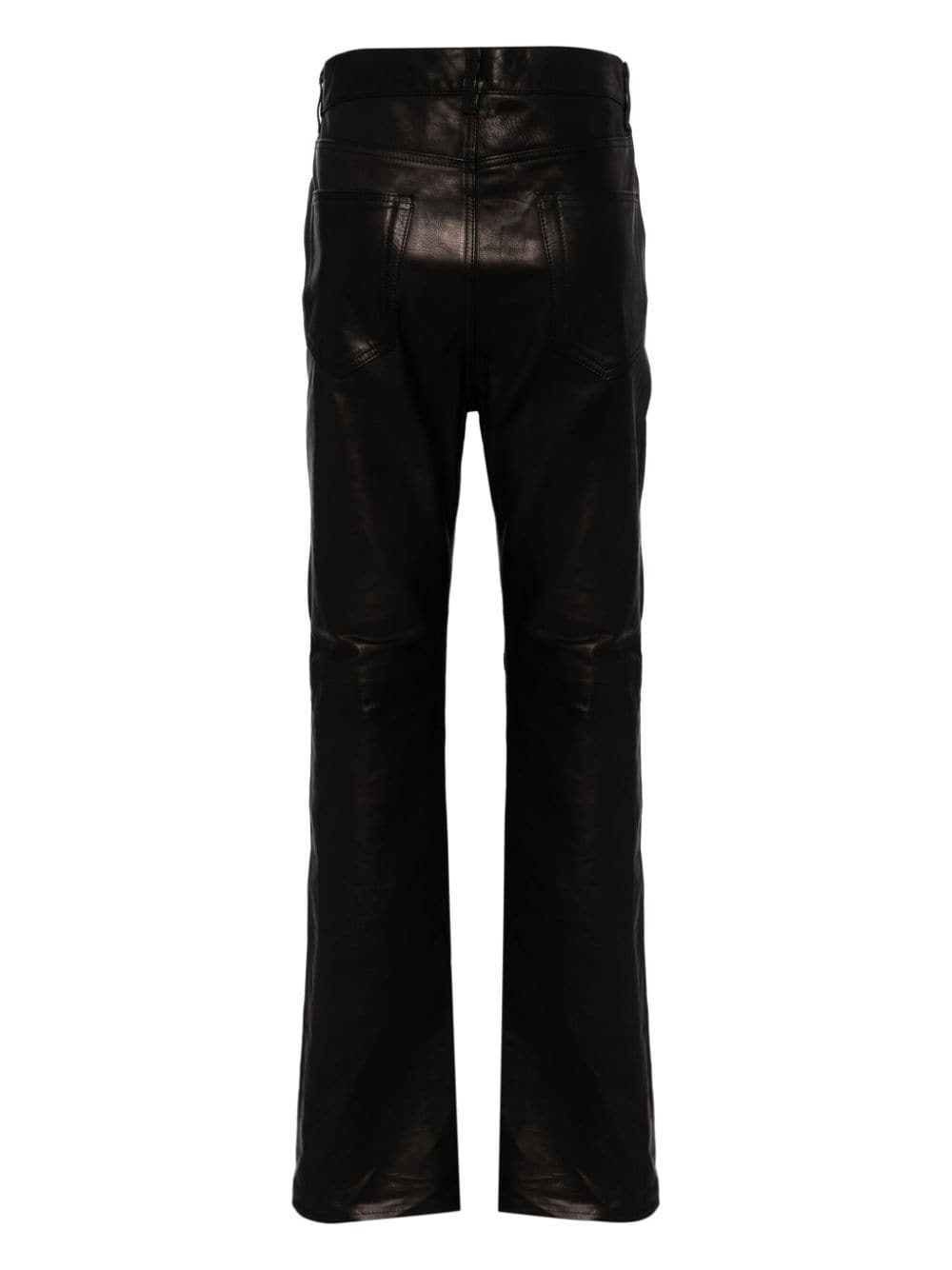 Rick Owens leather straight trousers - Zwart
