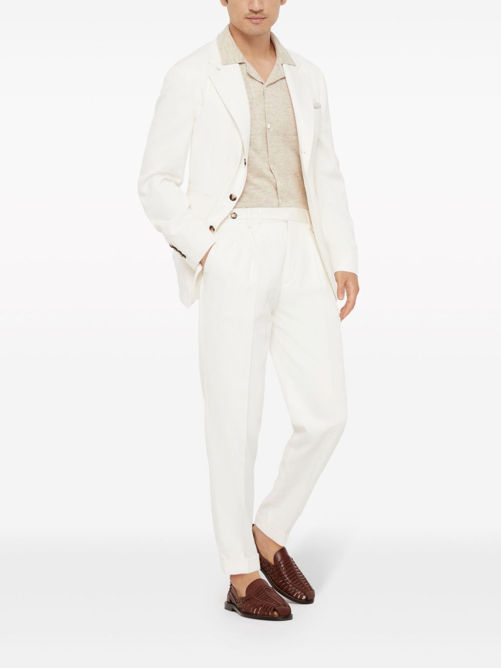Brunello Cucinelli High waist broek met toelopende pijpen - Wit