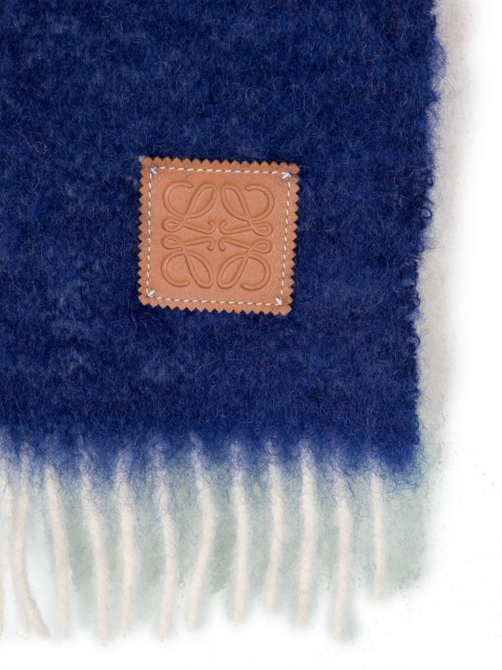LOEWE stripe-pattern brushed scarf - Blauw