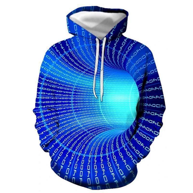Fashion human Men's 3d Sweatshirt Euro Size Swirl Digital Print Long Sleeve Hoodie Men's Sportswear