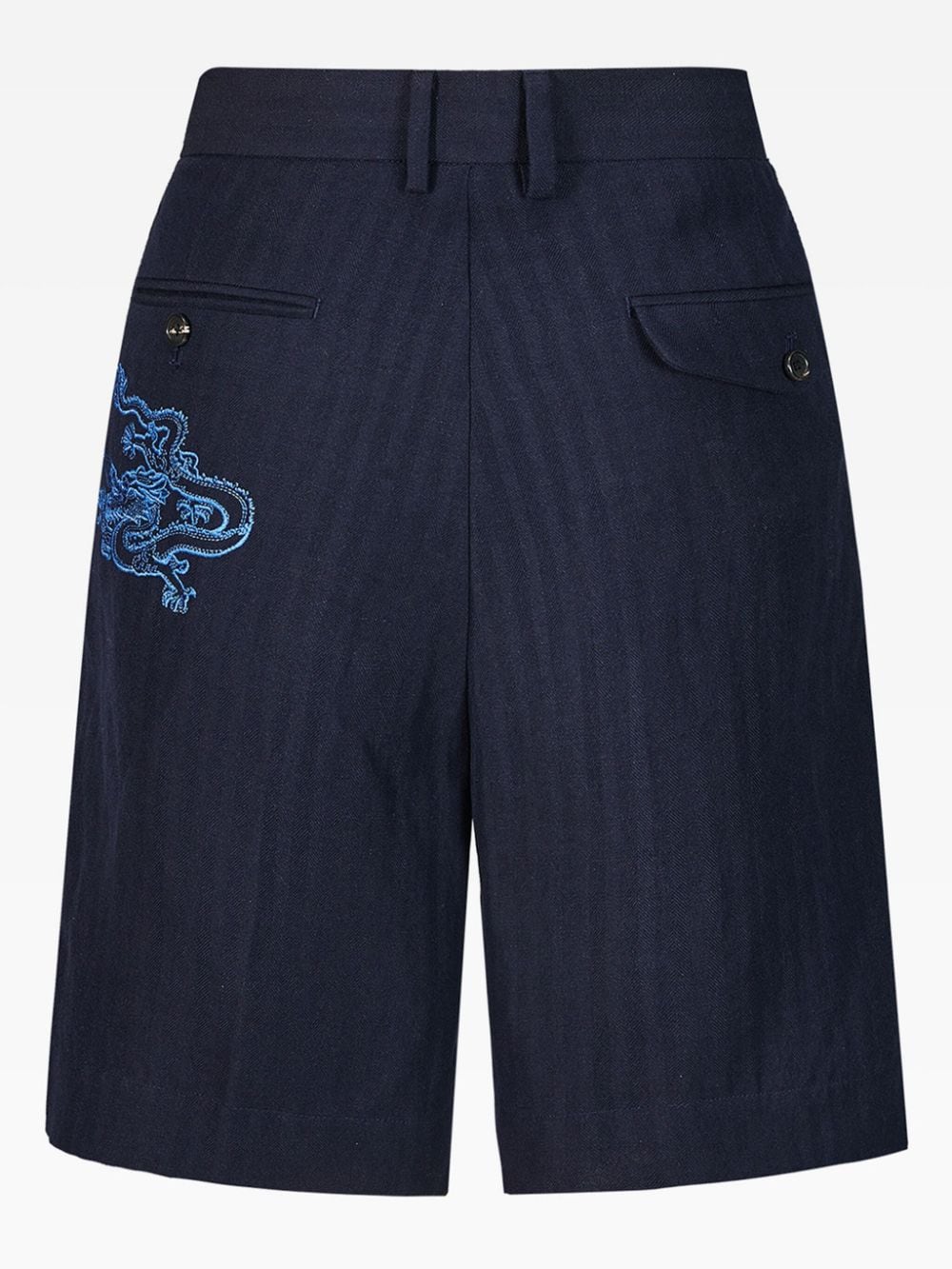Shanghai Tang Shorts met geborduurd visgraatpatroon - Blauw