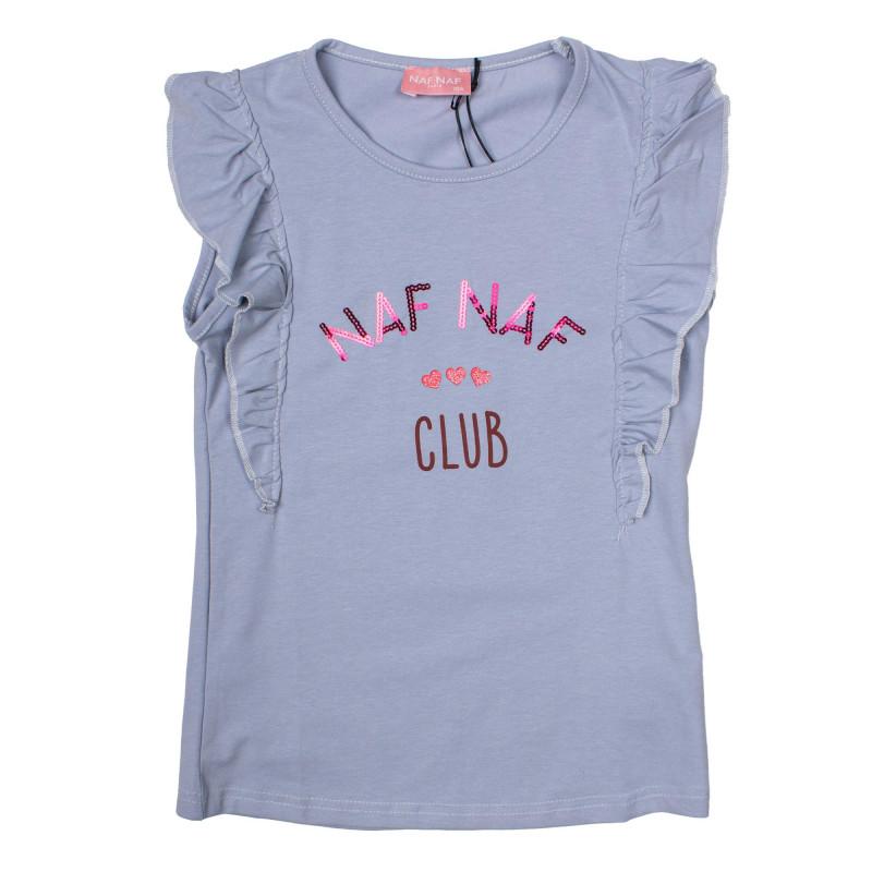 Naf Naf Tee shirt détail volants et logo en sequins pastel Enfant 