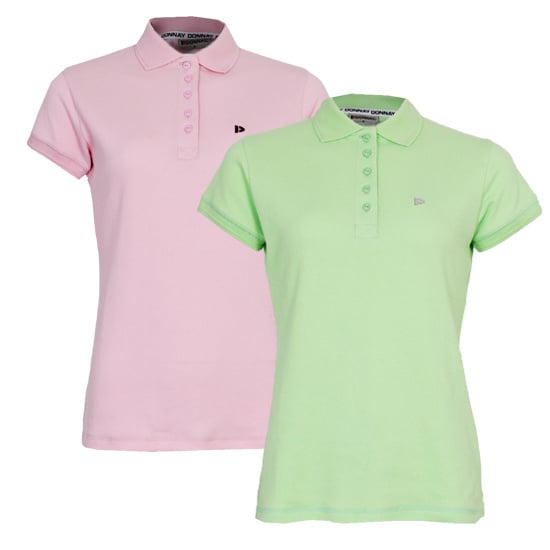 Donnay Donnay Dames - 2-Pack - Polo Shirt Lisa - Shadow Pink & Lemon Green