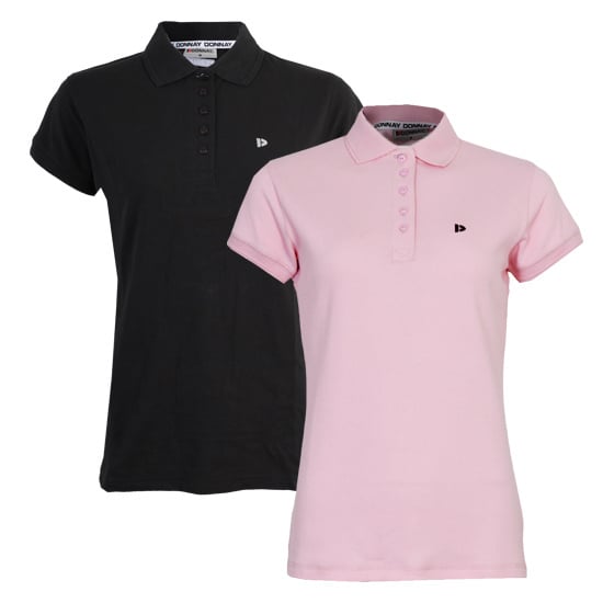 Donnay Donnay Dames - 2-Pack - Polo Shirt Lisa - Zwart & Shadow Pink
