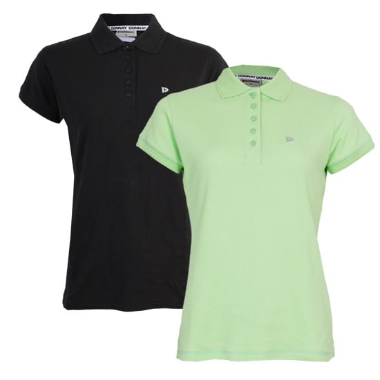 Donnay Donnay Dames - 2-Pack - Polo Shirt Lisa - Zwart & Lemon Green
