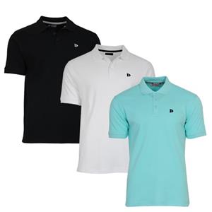 Donnay Donnay Heren - 3-Pack - Polo shirt Noah - Zwart / Wit / Aruba Blue