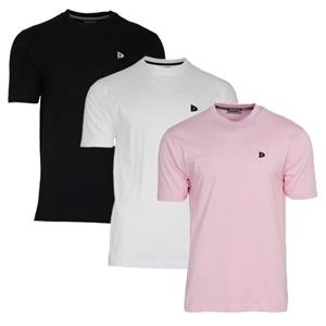 Donnay Donnay Heren - 3-Pack - T-Shirt Vince - Zwart/Wit/Shadow Pink