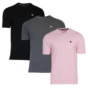 Donnay Donnay Heren - 3-Pack - T-Shirt Vince - Zwart/Donkergrijs/Shadow Pink