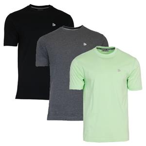 Donnay Donnay Heren - 3-Pack - T-Shirt Vince - Zwart/Donkergrijs/Lemon Green