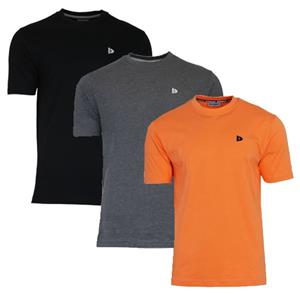 Donnay Donnay Heren - 3-Pack - T-Shirt Vince - Zwart/Donkergrijs/Apricot