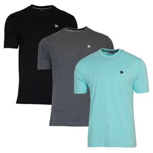 Donnay Donnay Heren - 3-Pack - T-Shirt Vince - Zwart/Donkergrijs/Aruba Blue