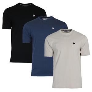 Donnay Donnay Heren - 3-Pack - T-Shirt Vince - Zwart/Navy/Sand