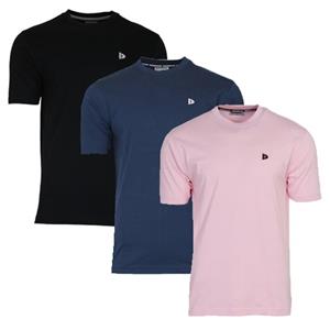 Donnay Donnay Heren - 3-Pack - T-Shirt Vince - Zwart/Navy/Shadow Pink